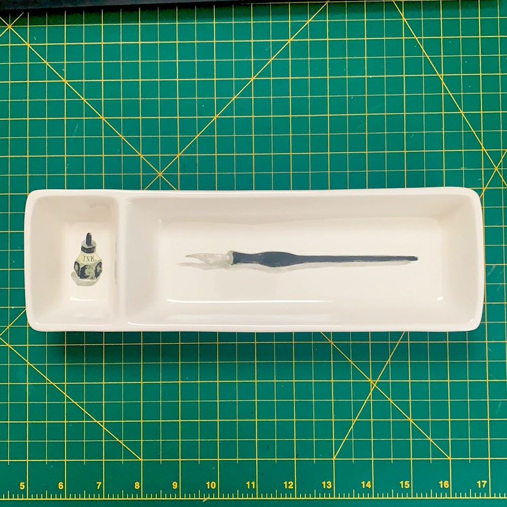 Rae Dunn Ink Divided Pen/Pencil Rectangle Tray
